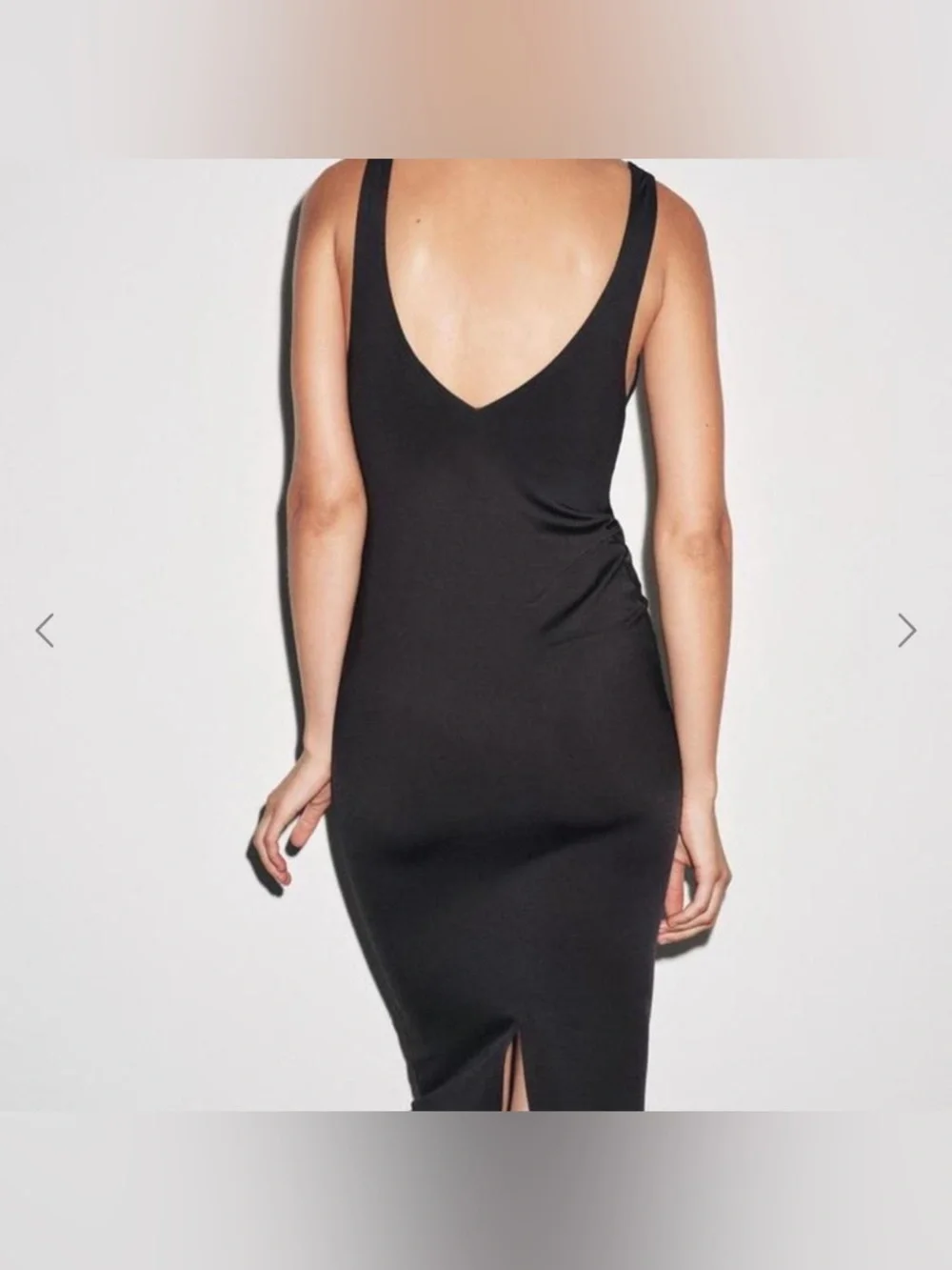 NWT Zara Black Lace V-Neck Slip Midi Dress Fitted Silhouette Night Out LBD Sz M - Picture 9 of 16